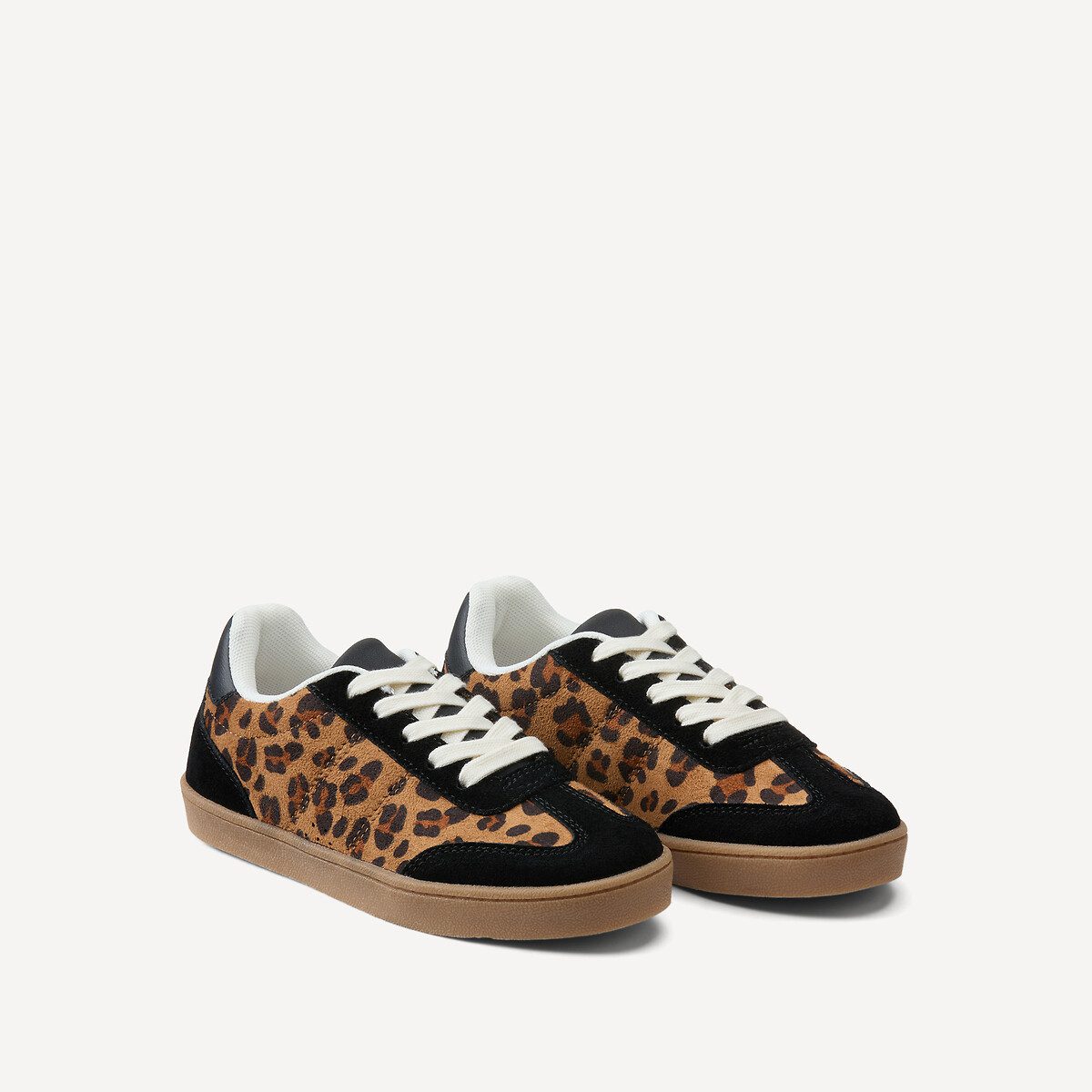 Ρετρό sneakers από δύο υλικά Μαυρο