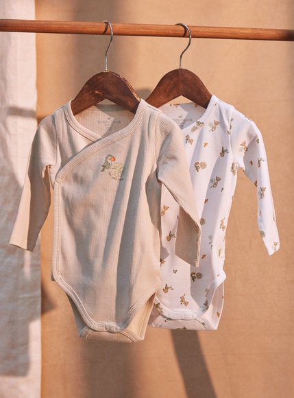 Σετ Βρεφικά Φορμάκια Για Νεογέννητα Beige Birdie 2 Τμχ