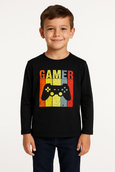 Παιδική Μπλούζα Για Αγόρια Black Gamer - Μαυρο
