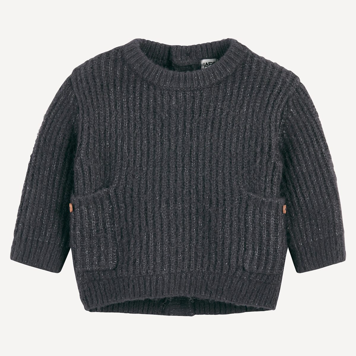 Χοντρό πλεκτό με στρογγυλή λαιμόκοψη Γκρι