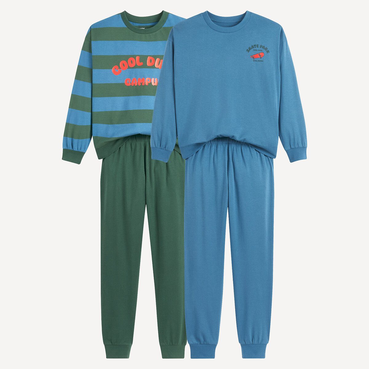 Σετ 2 πιτζάμες από βαμβακερή ζέρσεϊ Μπλε