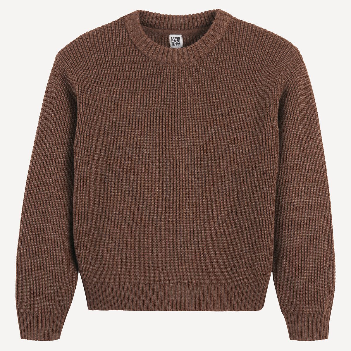 Πουλόβερ με στρογγυλή λαιμόκοψη από χοντρή πλέξη Καφε