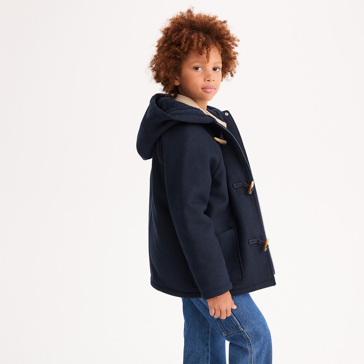 Ζεστό μοντγκόμερι παλτό με κουκούλα Μπλε