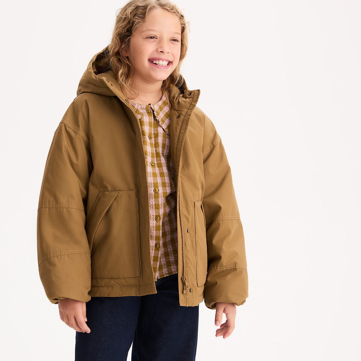 Ζεστό και καπιτονέ μπουφάν με κουκούλα Πρασινο