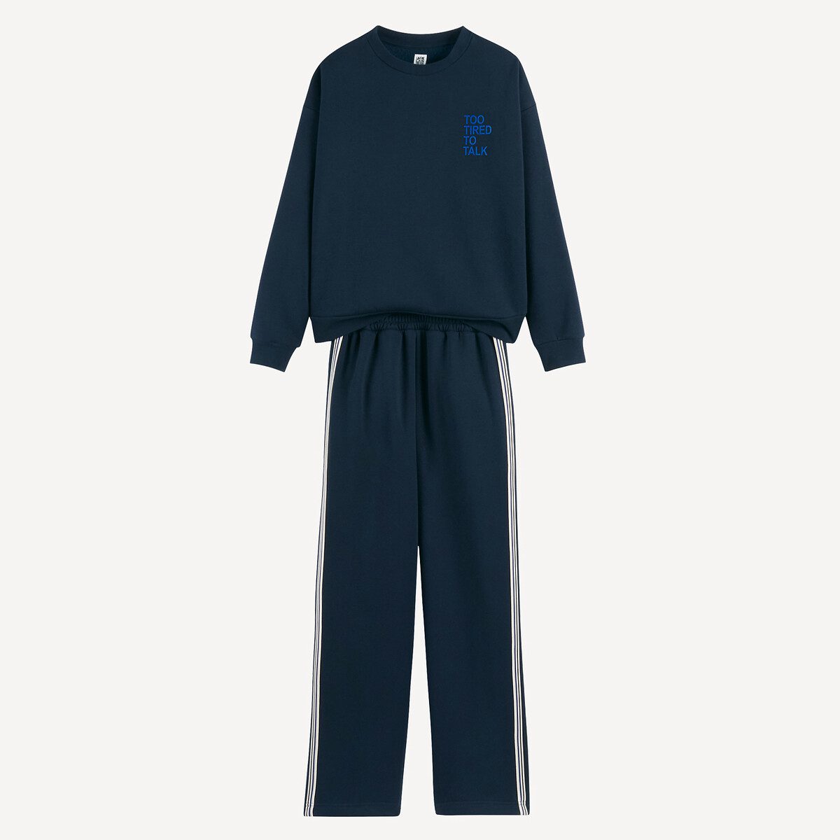 Πιτζάμα από φλις με στάμπα Μπλε