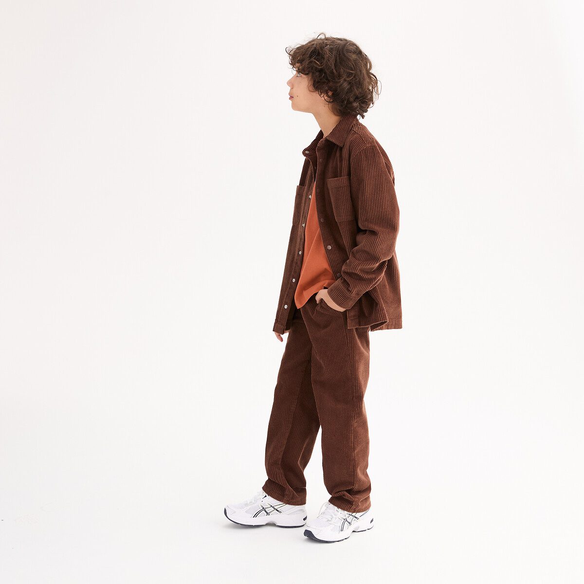 Ίσιο παντελόνι από κοτλέ Καφε