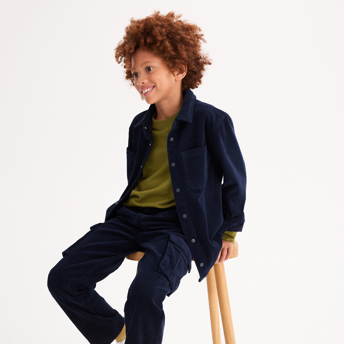 Πουκάμισο-ζακέτα κοτλέ με μακριά μανίκια Μπλε