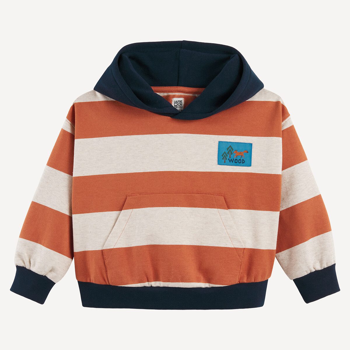 Ριγέ φούτερ με κουκούλα Μπεζ