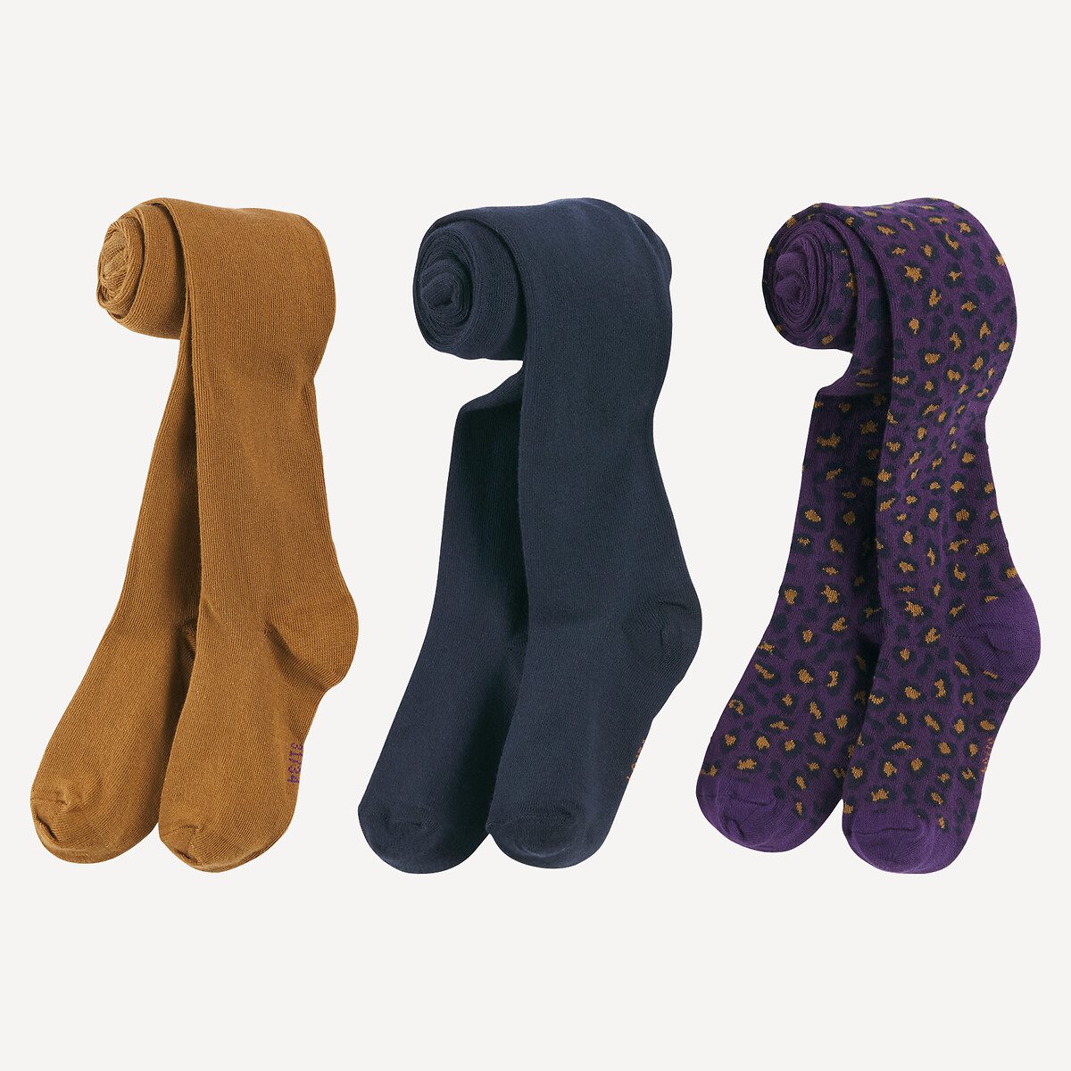 Σετ 3 ζευγάρια καλσόν μονόχρωμα και λεοπάρ Διαφορα Χρωματα