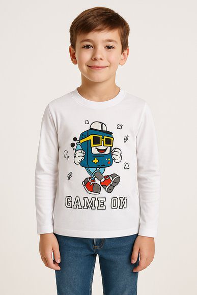Παιδική Μπλούζα Για Αγόρια Game On - Λευκο