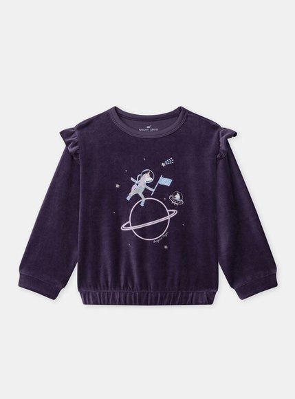 Σετ Παιδικές Πιτζάμες Για Κορίτσια Velour Astronaut - Μωβ Σετ Παιδικές Πιτζάμες Για Κορίτσια Velour Astronaut