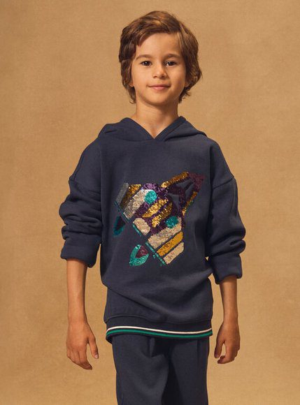 Παιδικό Φούτερ Για Αγόρια Navy Spacecraft - Μπλε