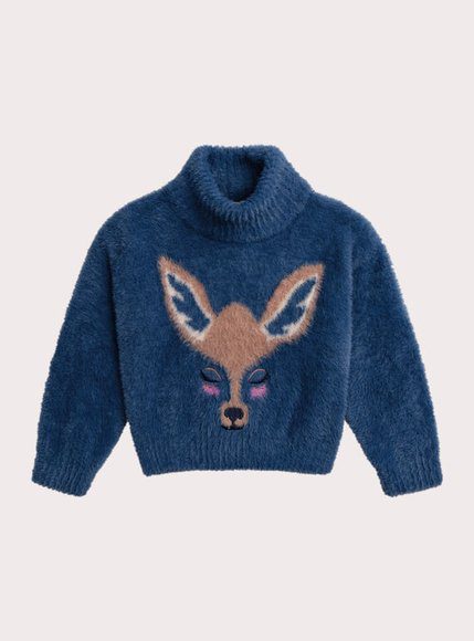 Παιδικό Πουλόβερ Για Κορίτσια Navy Deer - Μπλε