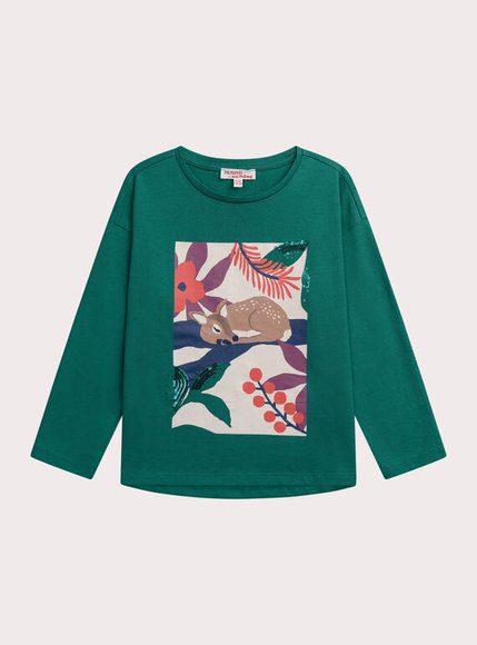 Παιδική Μπλούζα Για Κορίτσια Green Deer - Πρασινο