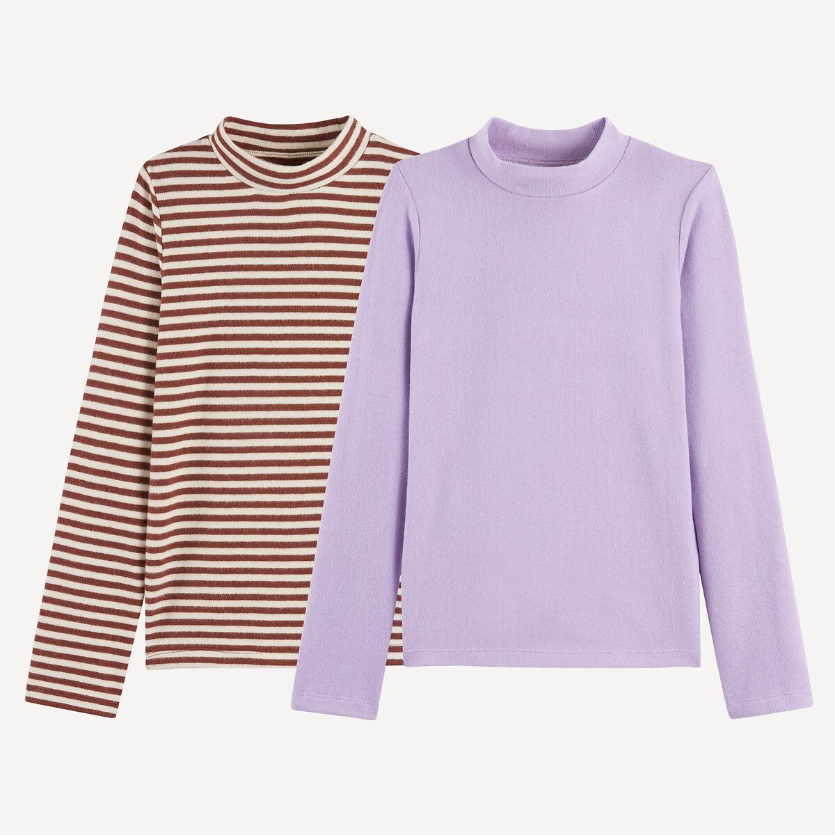 Σετ 2 ζεστά μπλουζάκια με ψηλό λαιμό Καφε