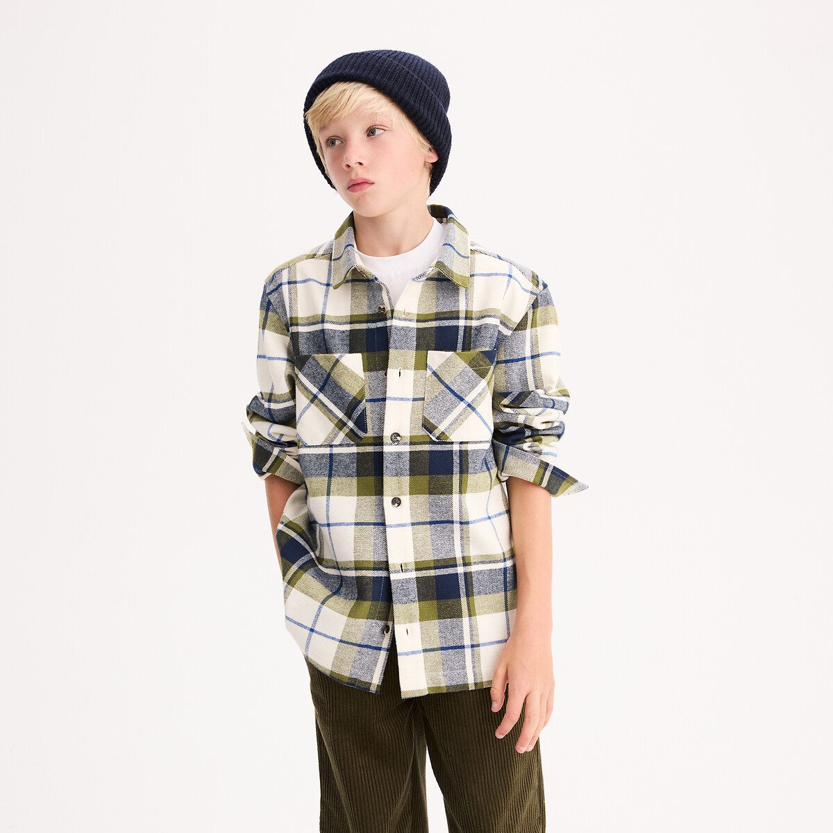 Πουκάμισο-ζακέτα με μακριά μανίκια και καρό σχέδιο Διαφορα Χρωματα