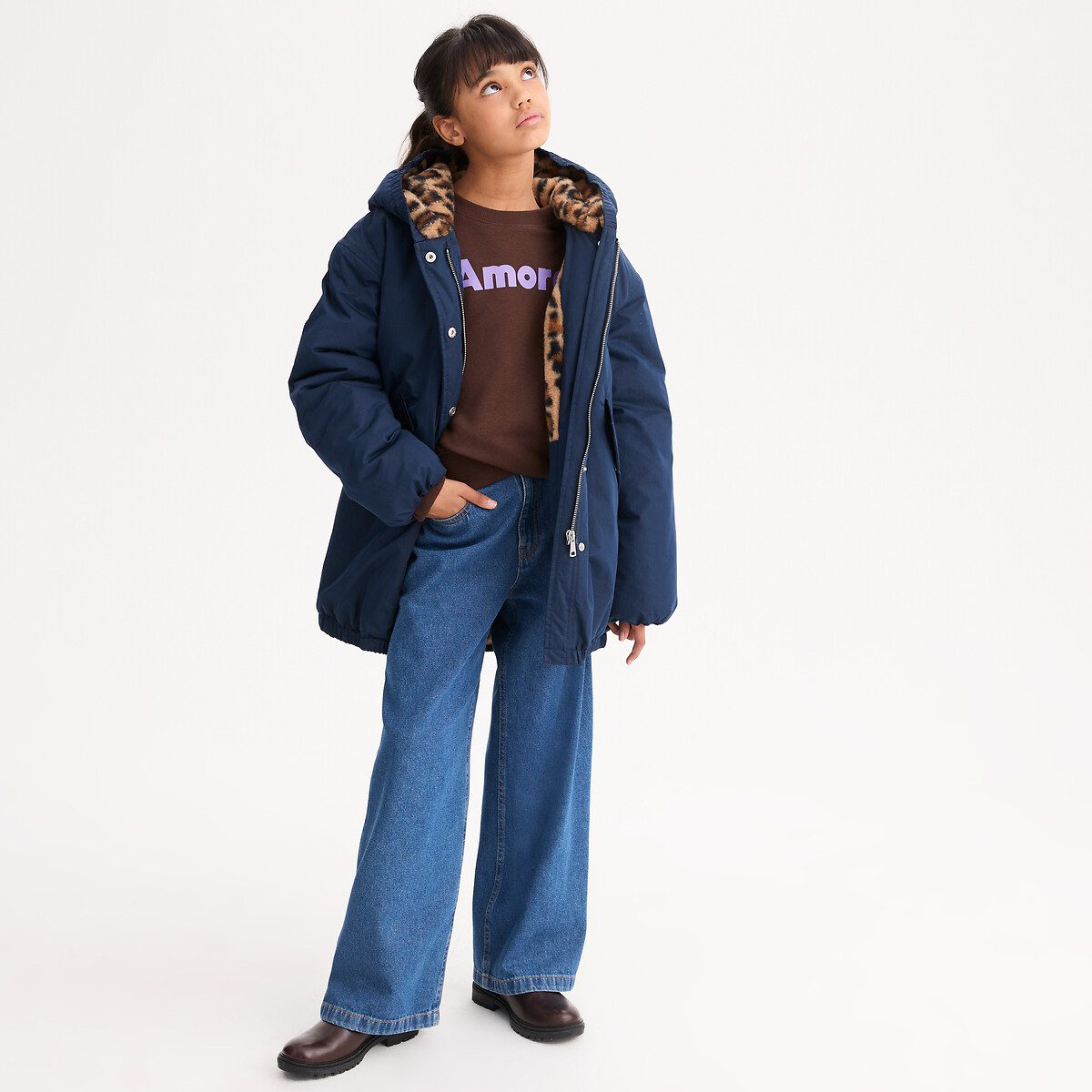 Πάρκα με κουκούλα και αφράτη επένδυση Μπλε