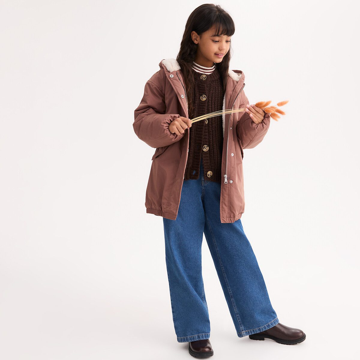 Πάρκα με κουκούλα και αφράτη επένδυση Ροζ