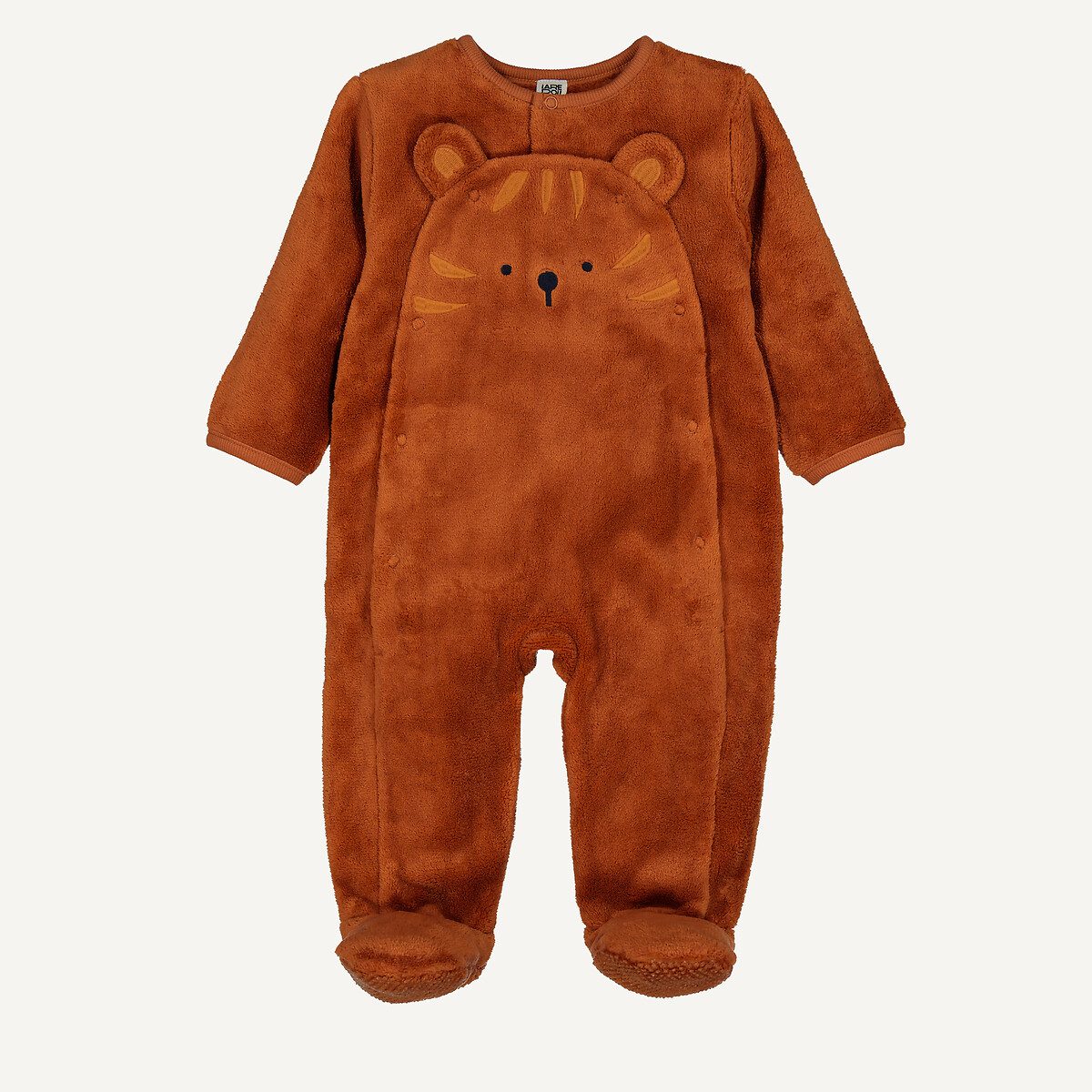 Πυζάμα ολόσωμη από βελούδινο φλις με σχέδιο αρκούδα Καφε