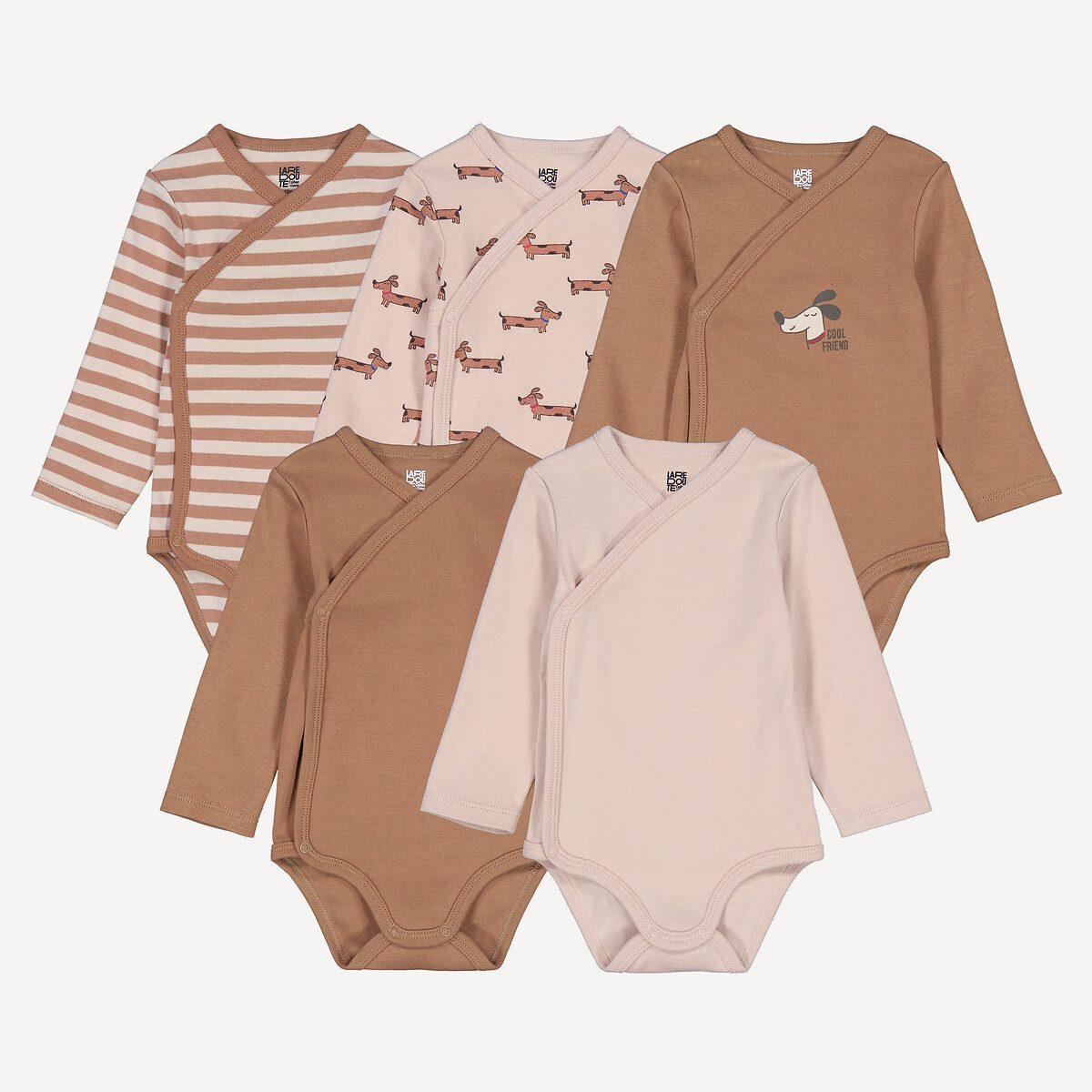 Σετ 5 κορμάκια νεογέννητου με μακριά μανίκια Διαφορα Χρωματα