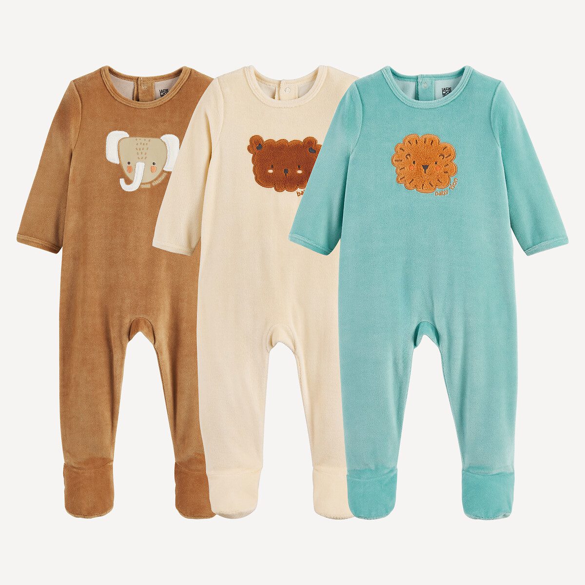 Σετ 3 βελούδινες πιτζάμες με σχέδιο ζώα Διαφορα Χρωματα