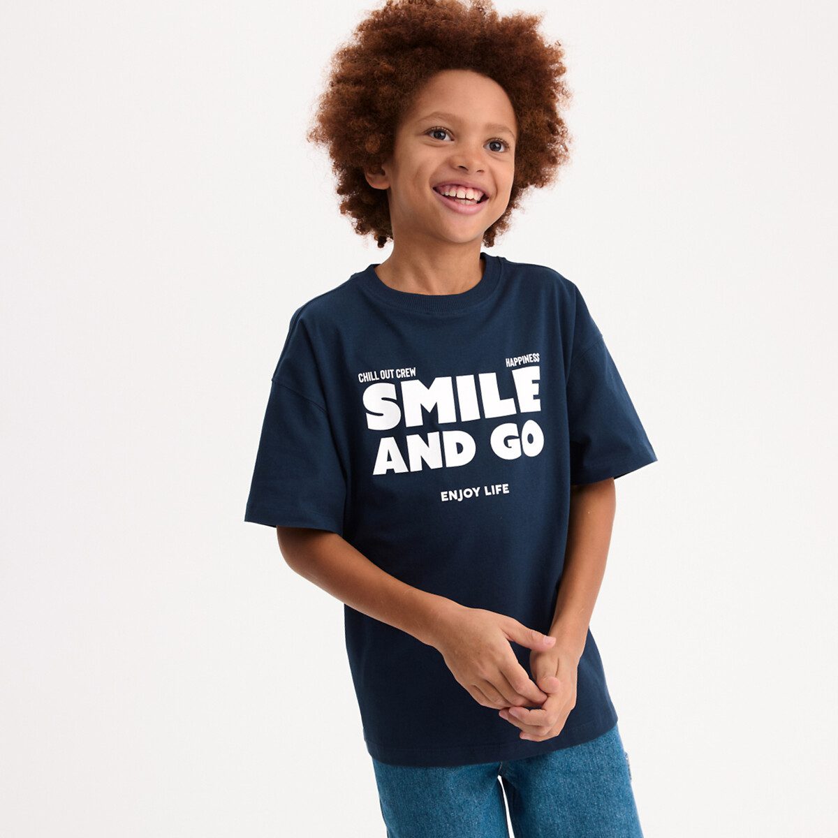 Κοντομάνικο μπλουζάκι με στάμπα Μπλε