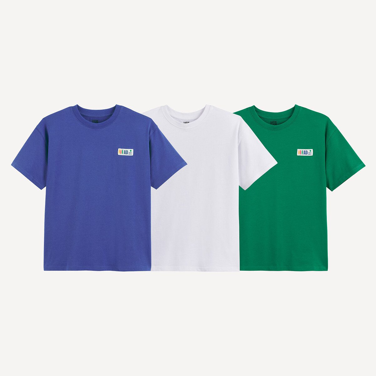 Σετ 3 κοντομάνικα μπλουζάκια με στρογγυλή λαιμόκοψη Λευκο