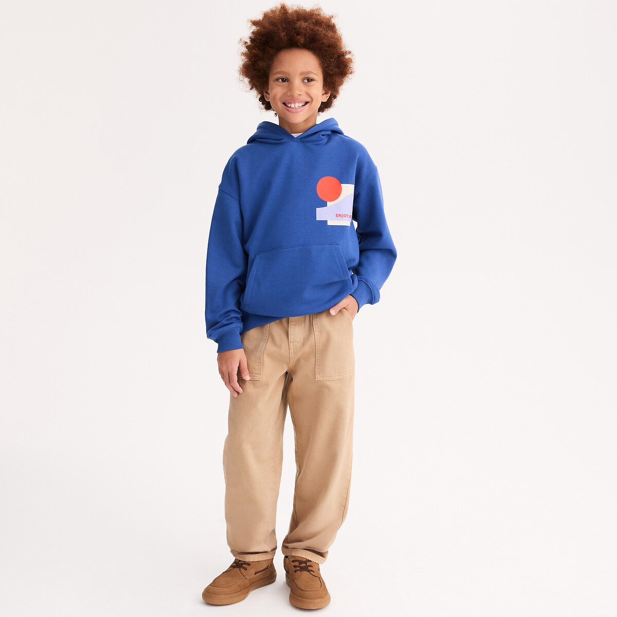 Παντελόνι jogger με ελαστική μέση Μπεζ