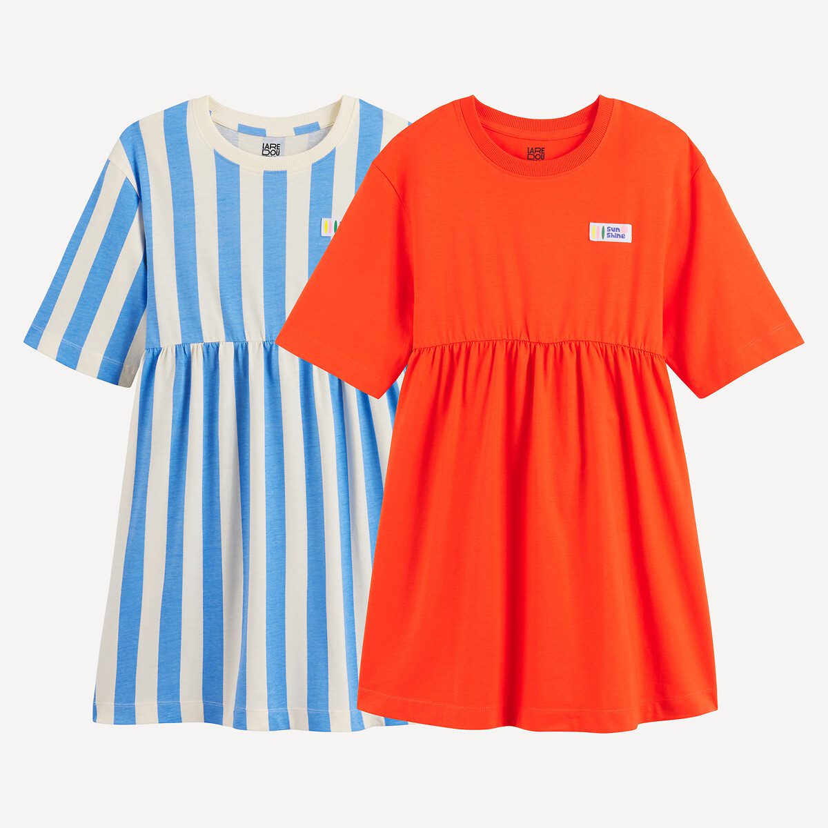 Σετ 2 φορέματα με κοντά μανίκια από ζέρσεϊ Μπεζ