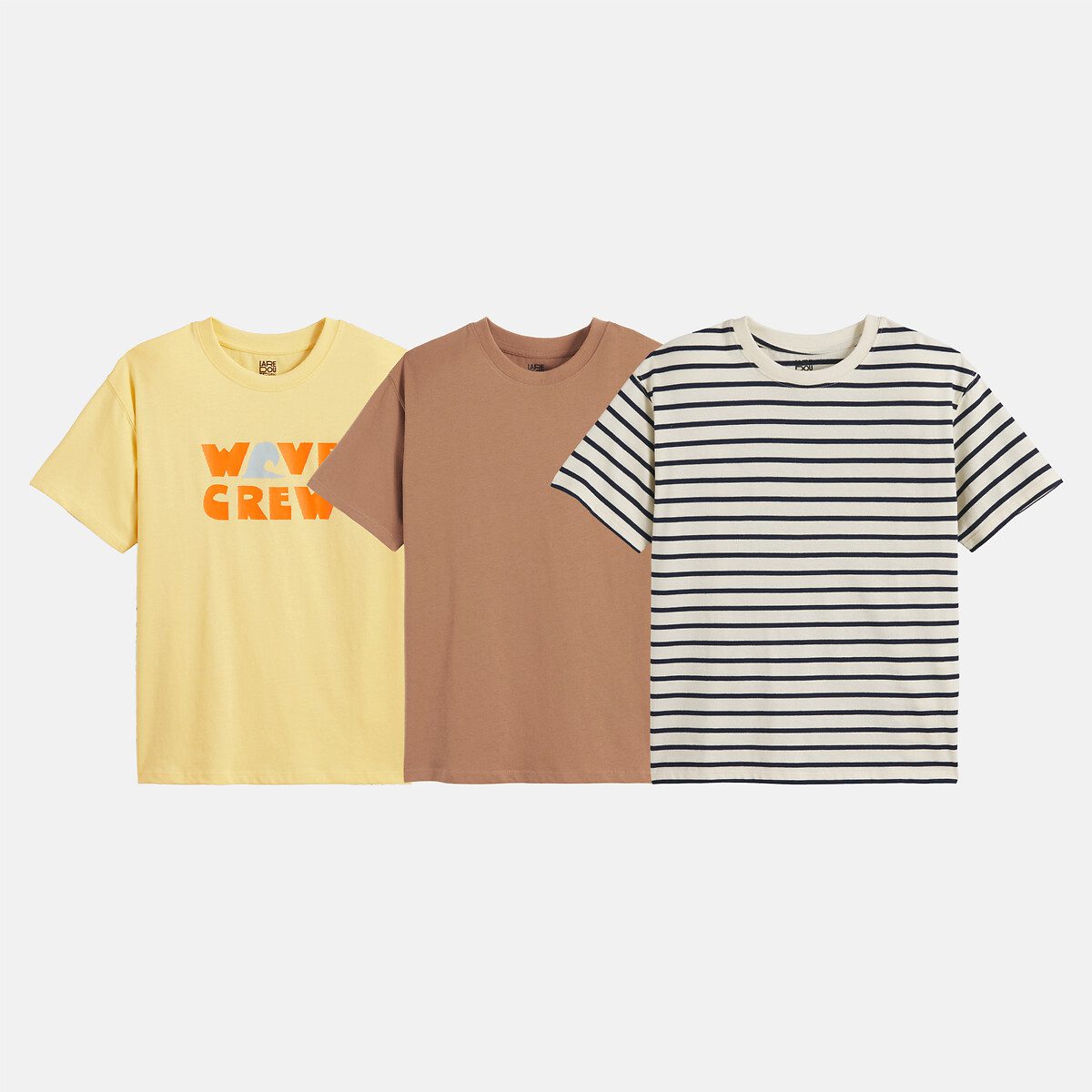 Σετ 3 T-Shirts με στρογγυλή λαιμόκοψη και κοντά μανίκια Κιτρινο