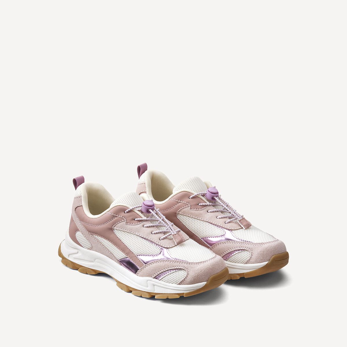 Αθλητικά παπούτσια running με ελαστικά κορδόνια Ροζ