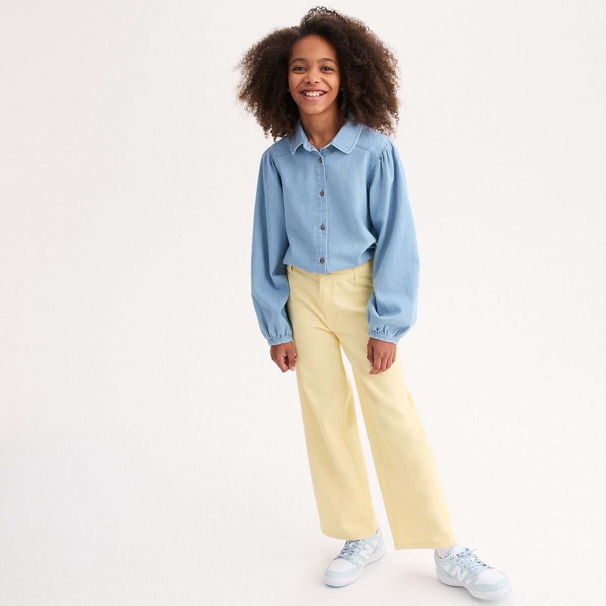 Παντελόνι σε φαρδιά γραμμή από τουίλ Κιτρινο