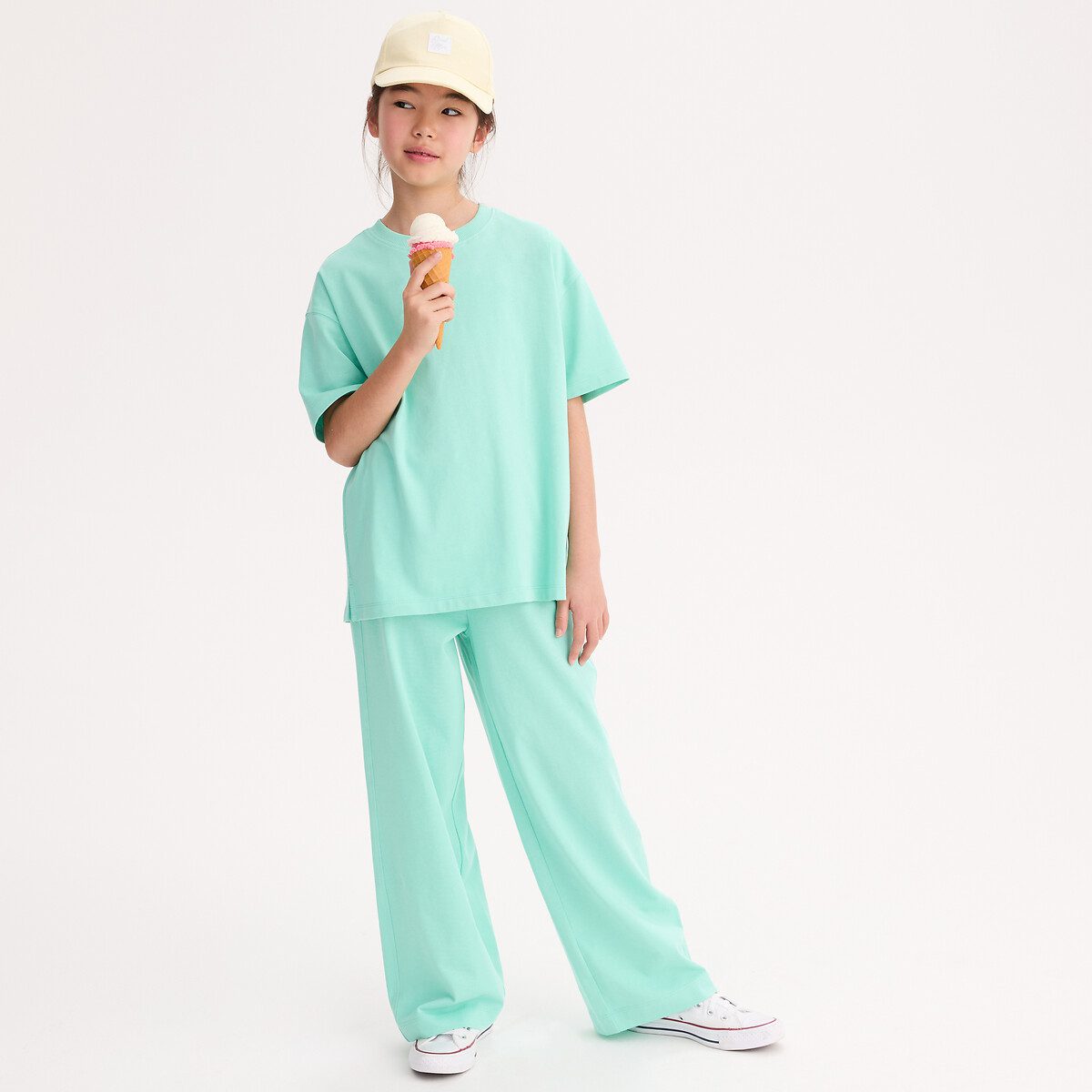 Φαρδύ t-shirt με στρογγυλή λαιμόκοψη Πρασινο