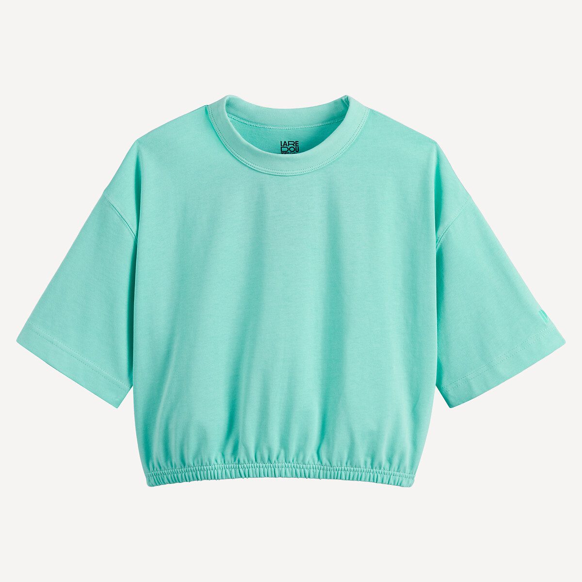 Ελαστικό μπλουζάκι με στρογγυλή λαιμόκοψη και κοντά μανίκια Πρασινο