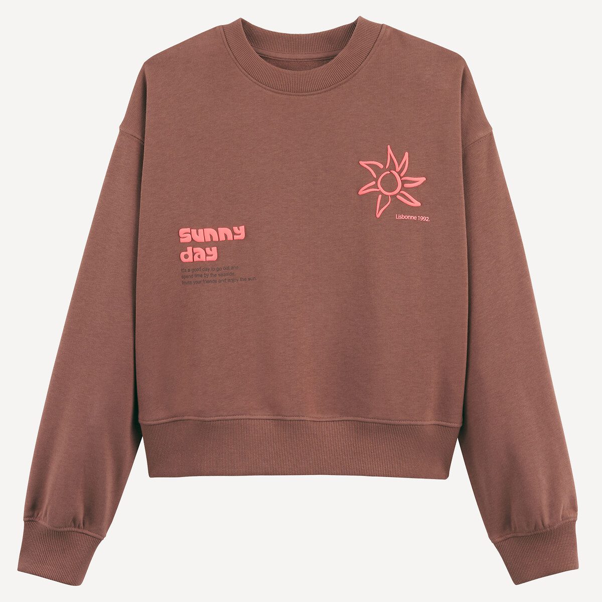 Φούτερ με στρογγυλή λαιμόκοψη Καφε