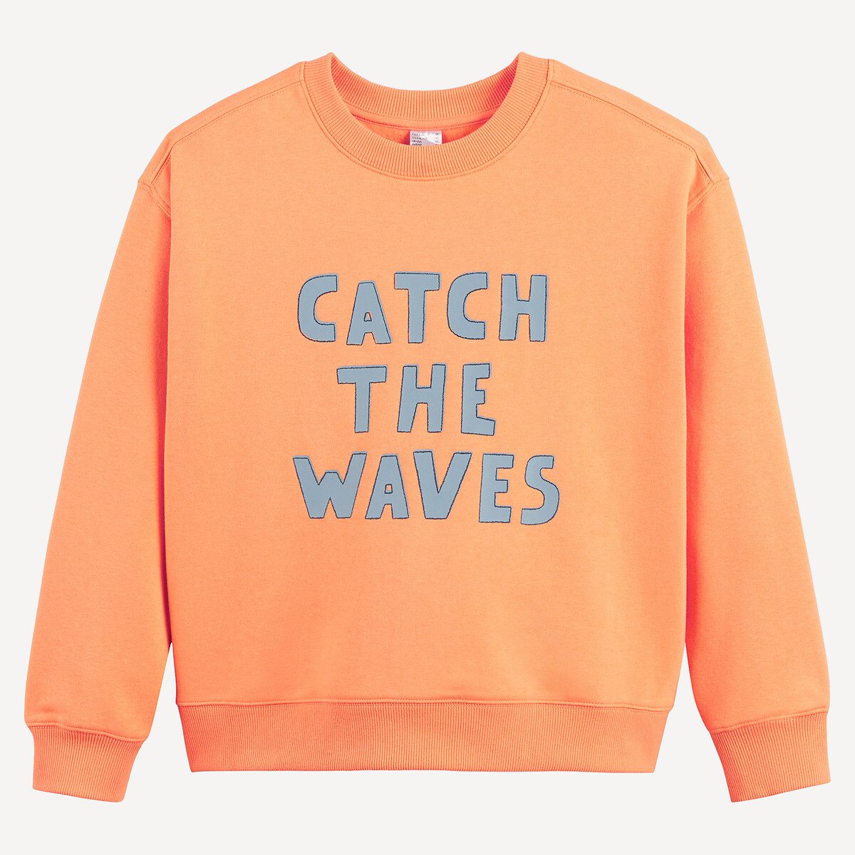 Φούτερ oversize με στρογγυλή λαιμόκοψη από φούτερ ύφασμα Πορτοκαλι