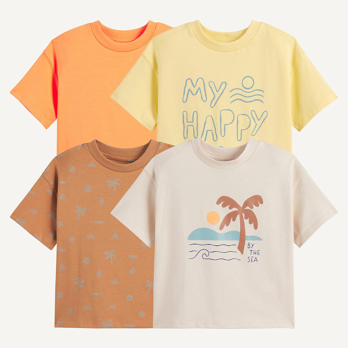 Σετ 4 κοντομάνικα μπλουζάκια με στάμπα Διαφορα Χρωματα