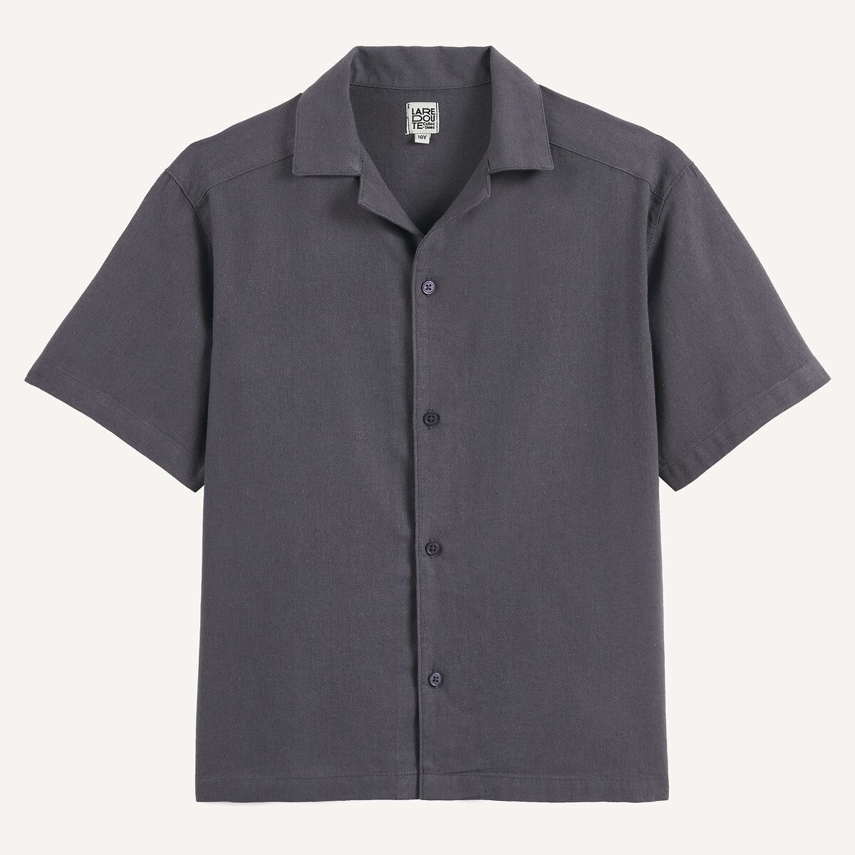 Πουκάμισο με κοντά μανίκια από βαμβάκι και λινό Γκρι