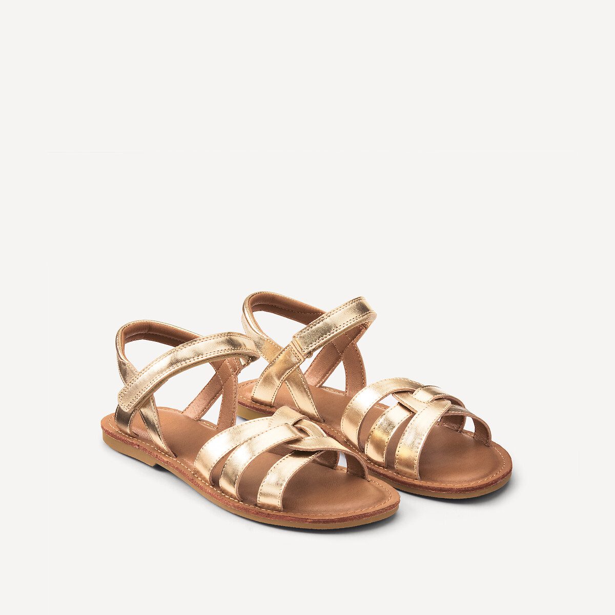 Πέδιλα με χιαστί λουράκια και σκρατς Χρυσο