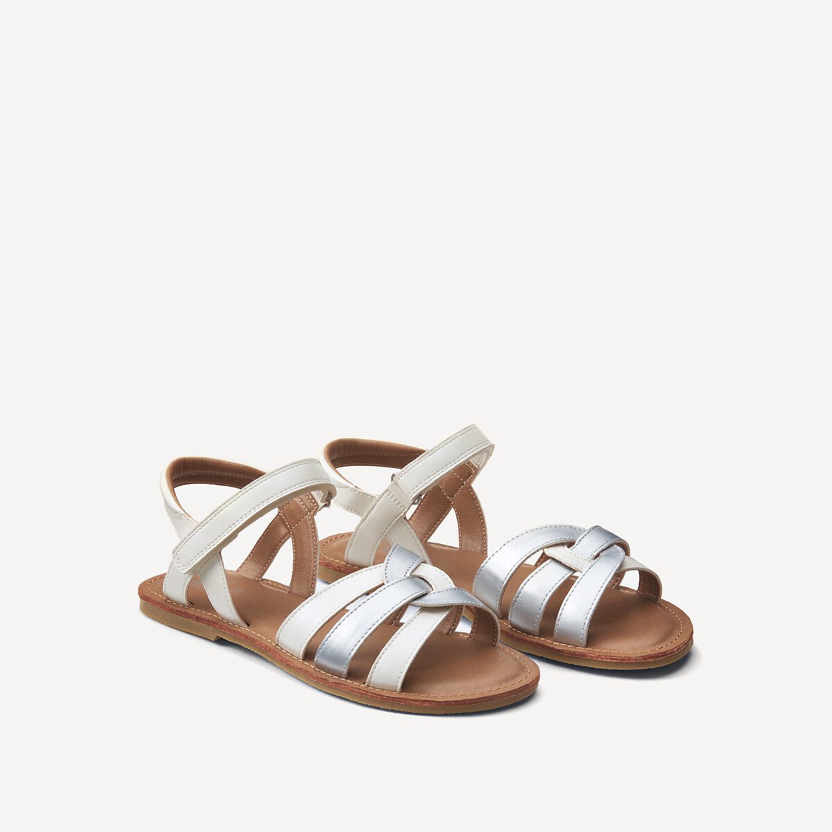 Πέδιλα με χιαστί λουράκια και σκρατς Λευκο