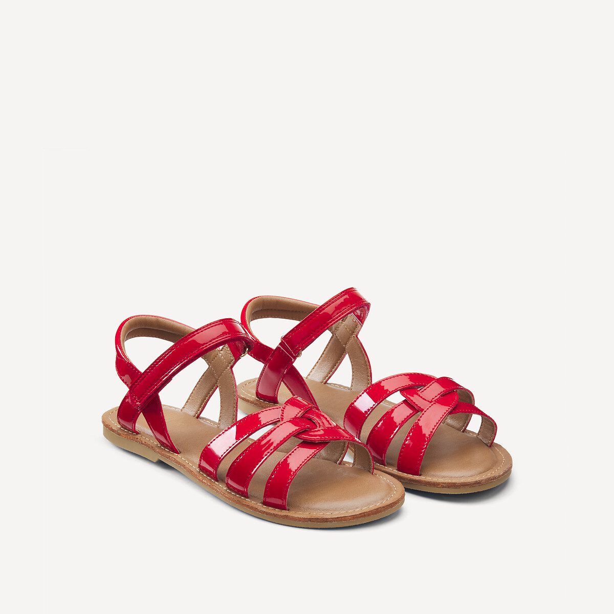 Πέδιλα με χιαστί λουράκια και σκρατς Κοκκινο