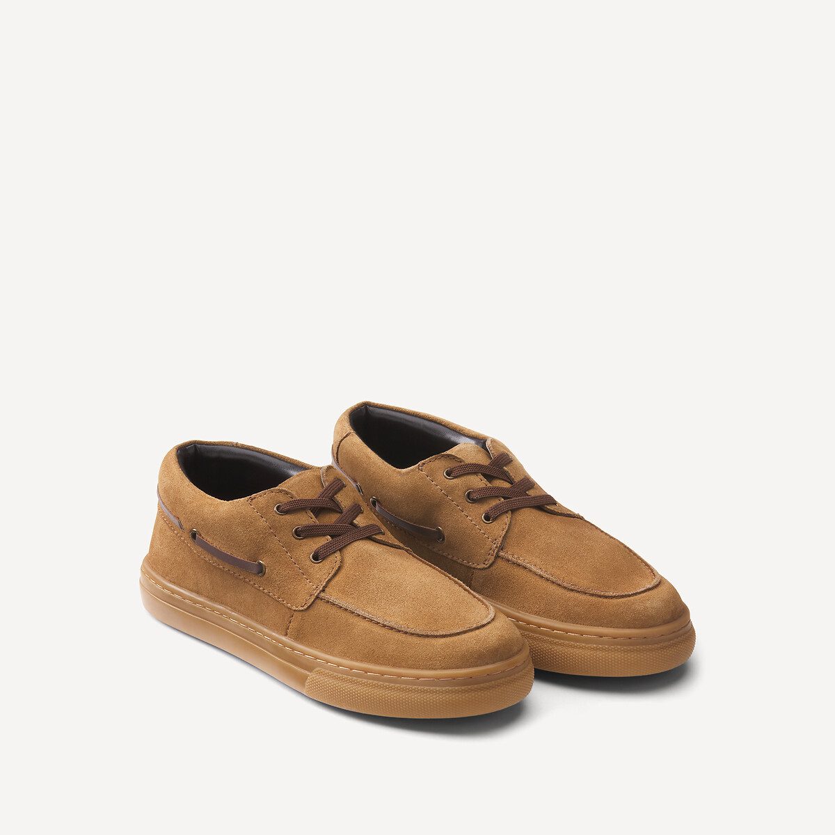 Δερμάτινα sneakers με ναυτικό στυλ και ελαστικά κορδόνια Καφε