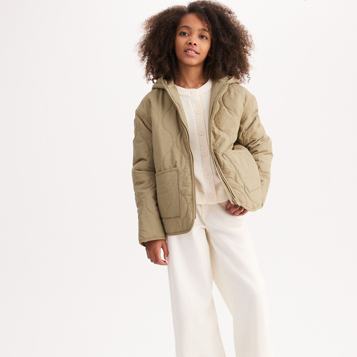 Ελαφρύ μπουφάν με κουκούλα Μπεζ