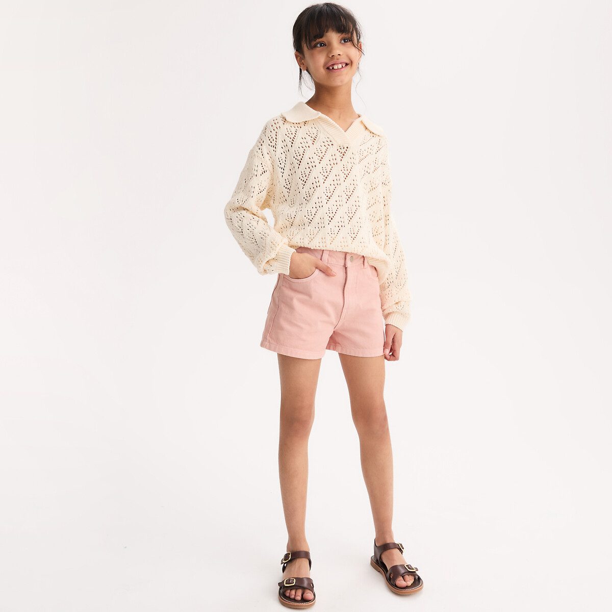 Βερμούδα από σερζ ύφασμα Πορτοκαλι