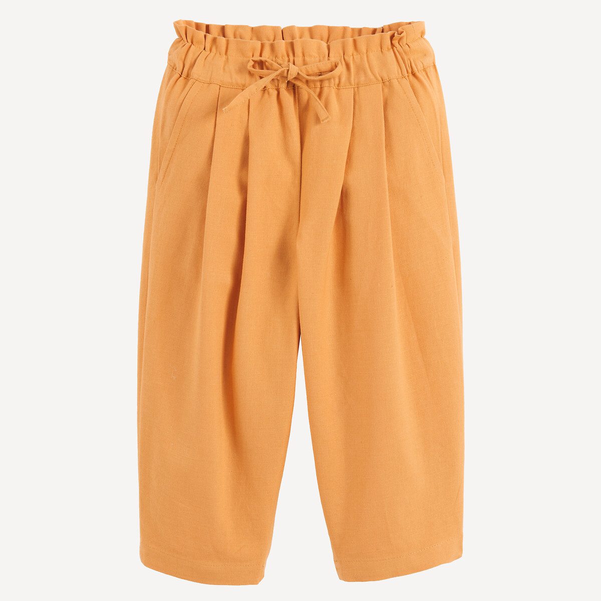 Παντελόνι balloon από βαμβάκι και λινό Κιτρινο