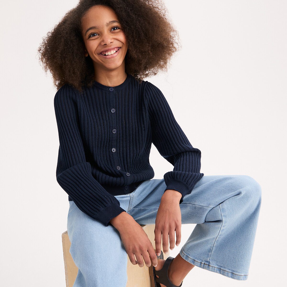 Ζακέτα με στρογγυλή λαιμόκοψη Μπλε