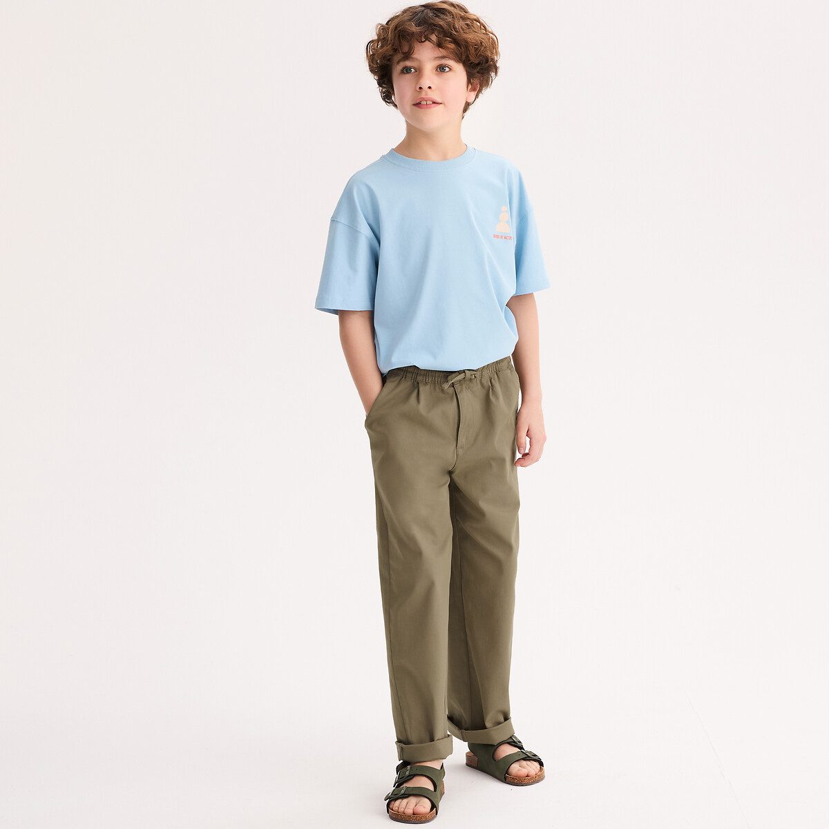 Παντελόνι chino με ελαστική μέση Πρασινο