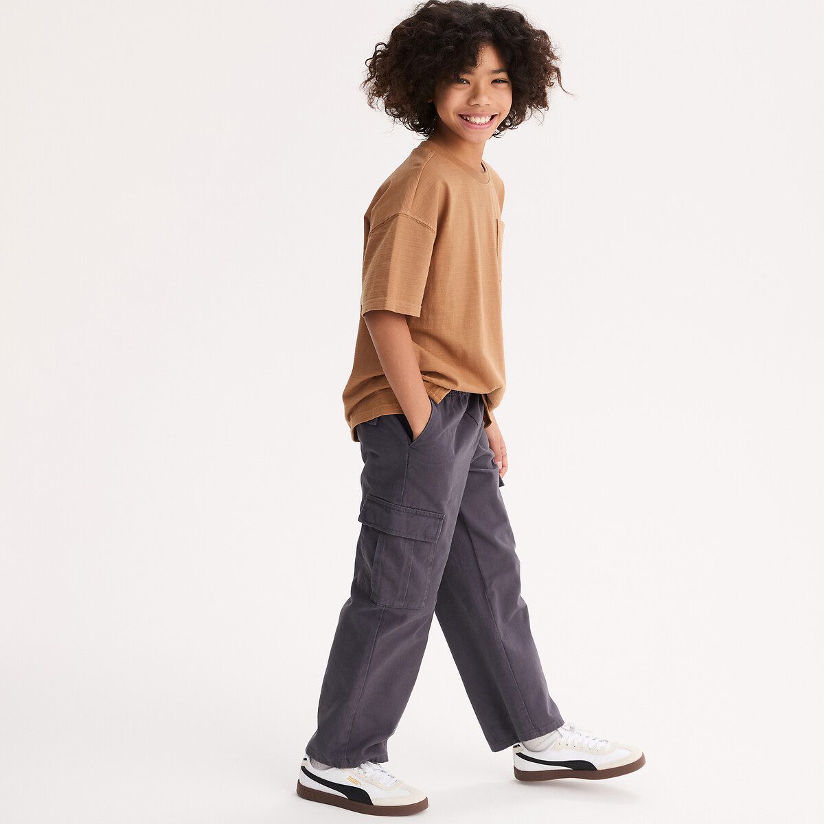 Παντελόνι cargo με ελαστική μέση Γκρι