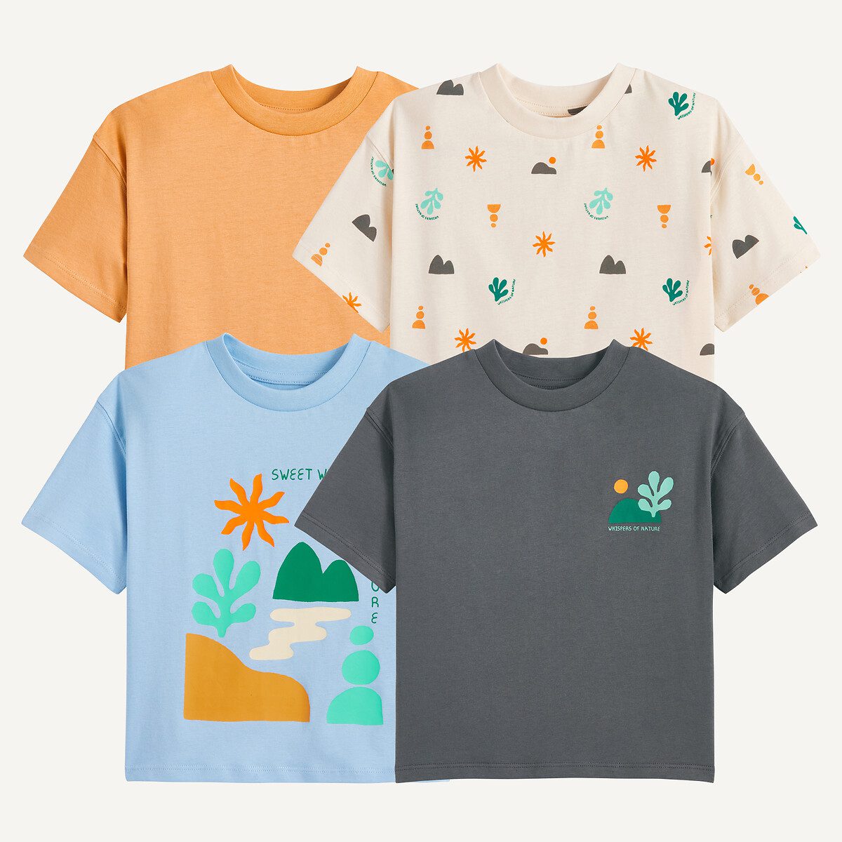 Σετ 4 κοντομάνικα μπλουζάκια με στρογγυλή λαιμόκοψη Διαφορα Χρωματα