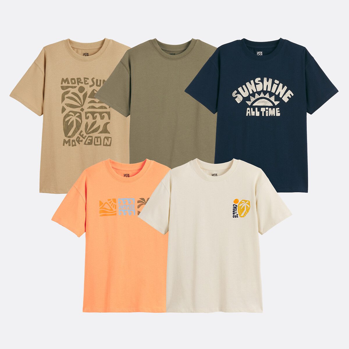 Σετ 5 κοντομάνικα T-Shirts Διαφορα Χρωματα